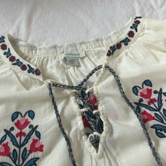 Sundance Catalog Emile Embroidered Blouse size L - Picture 4 of 8